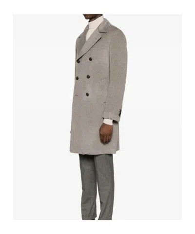 Tagliatore Flap-pocket Double-breasted Coat In Gray