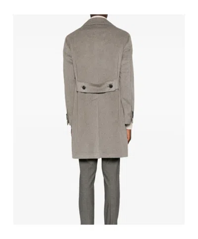 Tagliatore Flap-pocket Double-breasted Coat In Gray