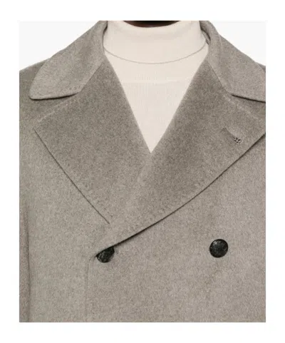 Tagliatore Flap-pocket Double-breasted Coat In Gray