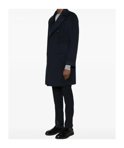 Tagliatore Double-breasted Coat In Blue