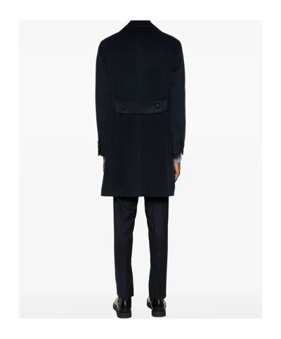 Tagliatore Double-breasted Coat In Blue