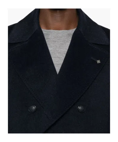 Tagliatore Double-breasted Coat In Blue