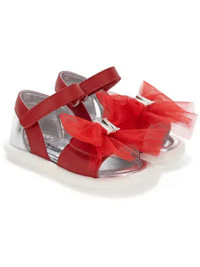 Monnalisa Sandals With Rhinestone Logo In Red