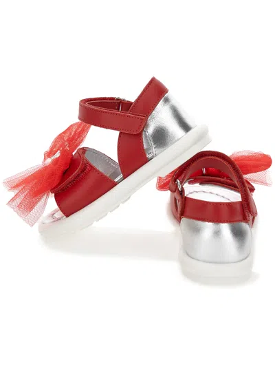 Monnalisa Sandals With Rhinestone Logo In Red
