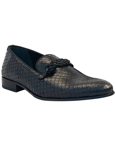 Mezlan Snake Embossed Rope Loafer In Blue