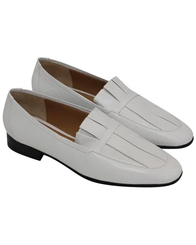 The Row Adam Pleat Moccasin Flats In White Leather In Gray