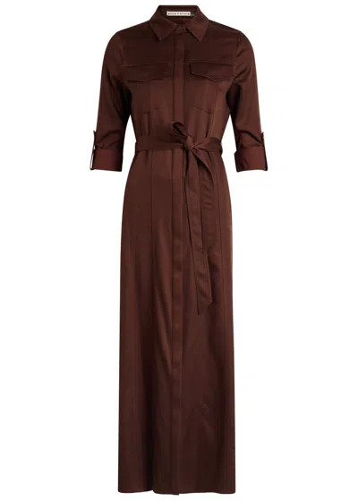 Alice And Olivia Chassidy Belted Midi Dress In Brown
