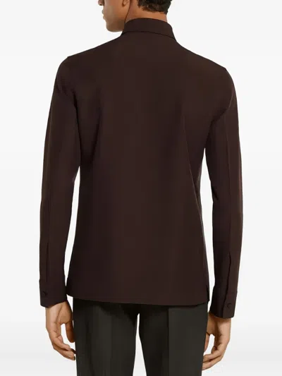 Gucci Polyester Twill Shirt With Horsebit In Brown