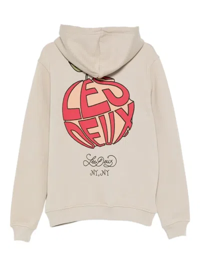 Les Deux Graphic-print Hoodie In Neutral