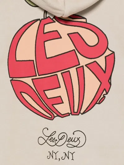 Les Deux Graphic-print Hoodie In Neutral