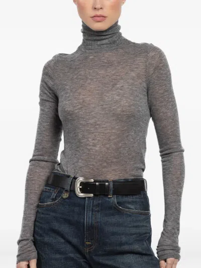Sprwmn Turtleneck Long-sleeve Top In Gray