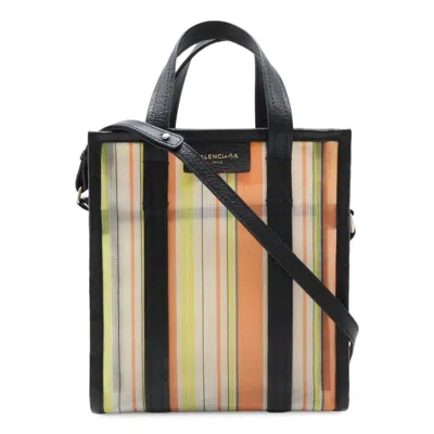 Pre-owned Balenciaga Black Multi-color Nylon Leather Shoulder Bag Tote Bag ()
