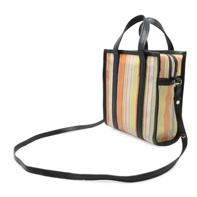Pre-owned Balenciaga Black Multi-color Nylon Leather Shoulder Bag Tote Bag ()