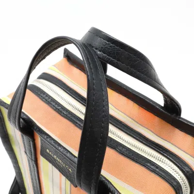 Pre-owned Balenciaga Black Multi-color Nylon Leather Shoulder Bag Tote Bag ()