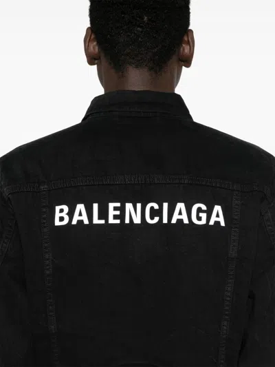 Balenciaga Women Denim Cotton Jacket In Black
