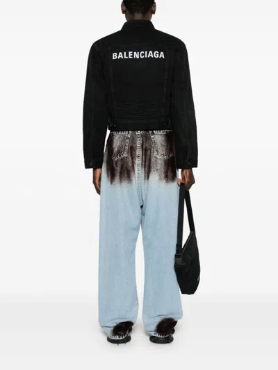 Balenciaga Women Denim Cotton Jacket In Black