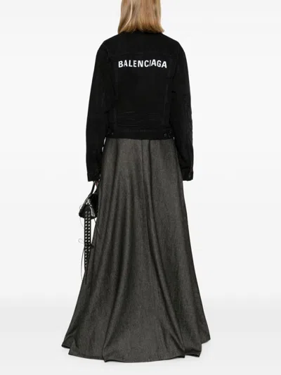 Balenciaga Women Denim Cotton Jacket In Black