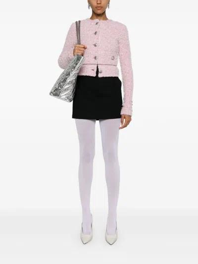 Balenciaga Pink Cotton Blend Tweed Cropped Cardigan