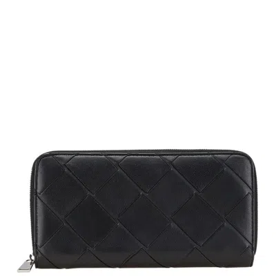 Pre-owned Bottega Veneta Black Leather Long Wallet (bi-fold) ()