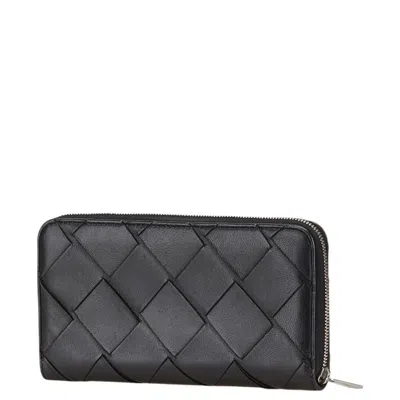 Pre-owned Bottega Veneta Black Leather Long Wallet (bi-fold) ()