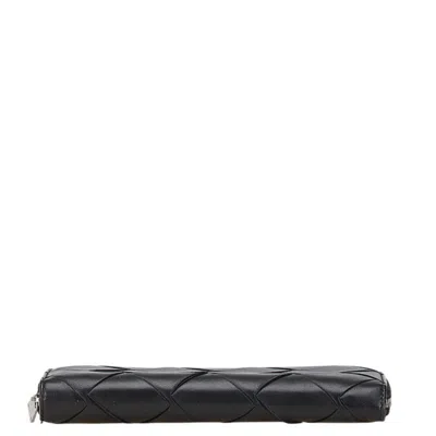 Pre-owned Bottega Veneta Black Leather Long Wallet (bi-fold) ()