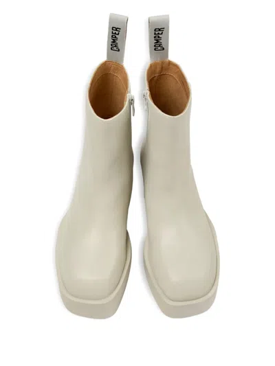 Camper Billie Leather Platform Boots In Neutral