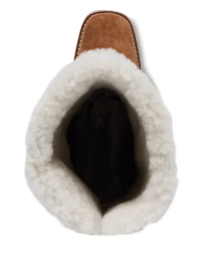 Bernardo 1946 Brix Shearling-cuff Suede Boots In Brown