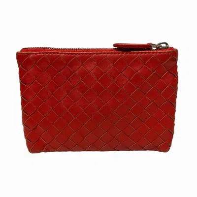 Pre-owned Bottega Veneta Red Color Intrecciato Coin Purse/coin Case ()