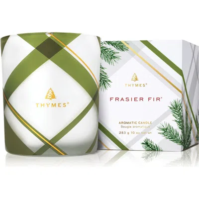 Thymes Frasier Fir Frosted Plaid Medium Candle In Green