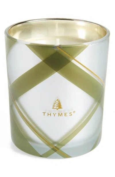 Thymes Frasier Fir Frosted Plaid Medium Candle In Green