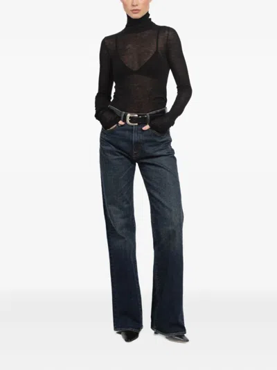 Sprwmn Turtleneck Long-sleeve Top In Black