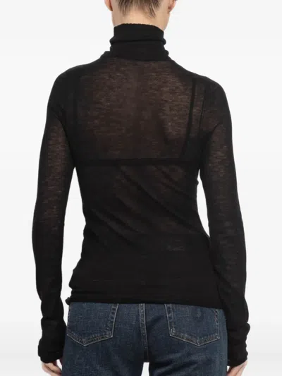 Sprwmn Turtleneck Long-sleeve Top In Black