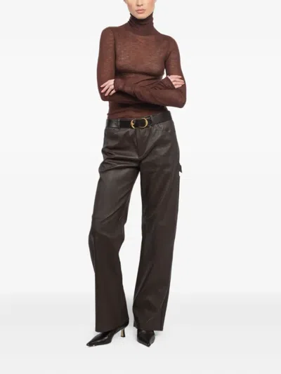 Sprwmn Turtleneck Long-sleeve Top In Brown
