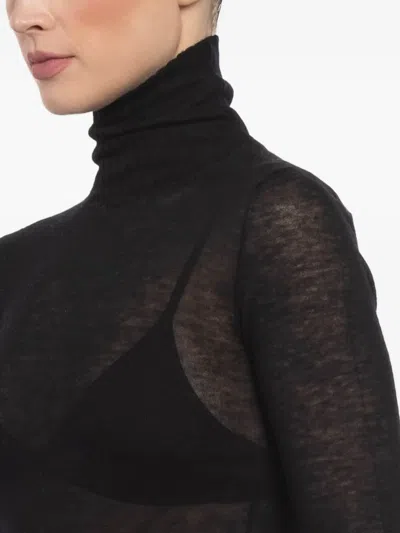 Sprwmn Turtleneck Long-sleeve Top In Black