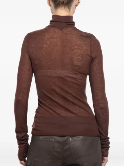 Sprwmn Turtleneck Long-sleeve Top In Brown