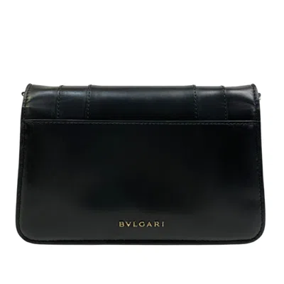 Pre-owned Bvlgari Black Leather Chain/shoulder Wallet ()