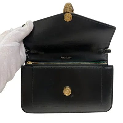 Pre-owned Bvlgari Black Leather Chain/shoulder Wallet ()