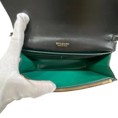 Pre-owned Bvlgari Black Leather Chain/shoulder Wallet ()