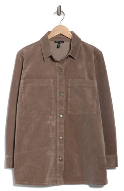 Eileen Fisher Stretch Organic Cotton Corduroy Classic Collar Jacket In Brown