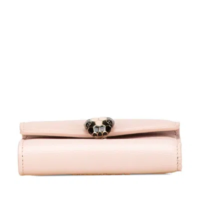 Pre-owned Bvlgari Pink Leather Wallet (tri-fold) ()