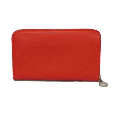 Pre-owned Bvlgari Red Color Leather Long Wallet (bi-fold) ()
