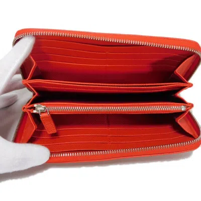 Pre-owned Bvlgari Red Color Leather Long Wallet (bi-fold) ()
