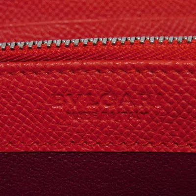 Pre-owned Bvlgari Red Color Leather Long Wallet (bi-fold) ()