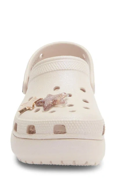 Crocs Classic Platform Iridescent Glitter Embellished Clog In Neutral