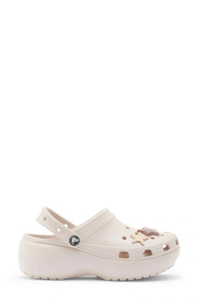 Crocs Classic Platform Iridescent Glitter Embellished Clog In Neutral
