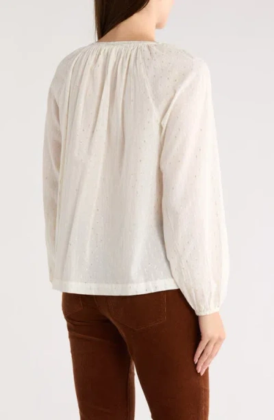 Lucky Brand Tassel Tie Neck Top In Neutral