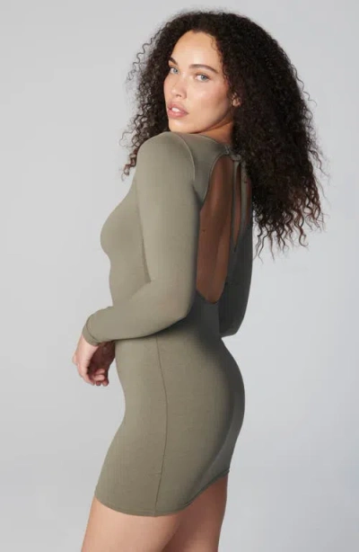 Florence By Mills Long Sleeve Open Back Minidress In Green