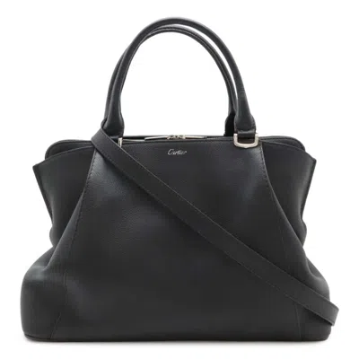 Pre-owned Cartier Black Leather Handbag Shoulder Bag Tote Bag ()