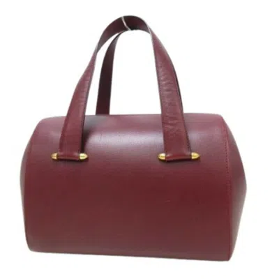 Pre-owned Cartier Bordeaux Leather Handbag Shoulder Bag Tote Bag ()