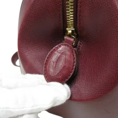 Pre-owned Cartier Bordeaux Leather Handbag Shoulder Bag Tote Bag ()